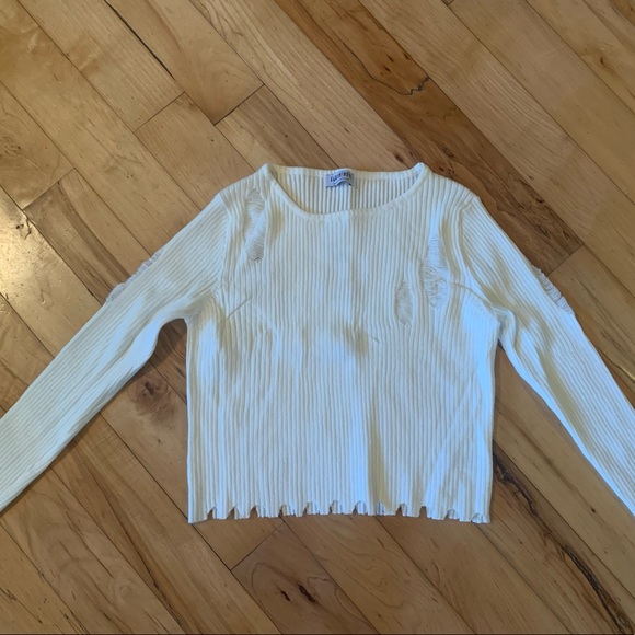 Fashion Nova  Ribbed Distressed Skirt Set White M - Picture 4 of 6